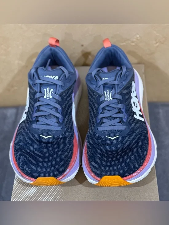 HOKA Women's Gaviota 5 Road Running Shoes in Anchor/Grapefruit, Size 8.5D - Picture 5 of 7